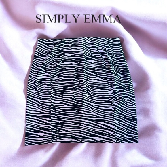 NWOT, Simply Emma, Plus-Size Zebra Print Elastic Skirt, 3X, Pink & Black - Picture 1 of 7